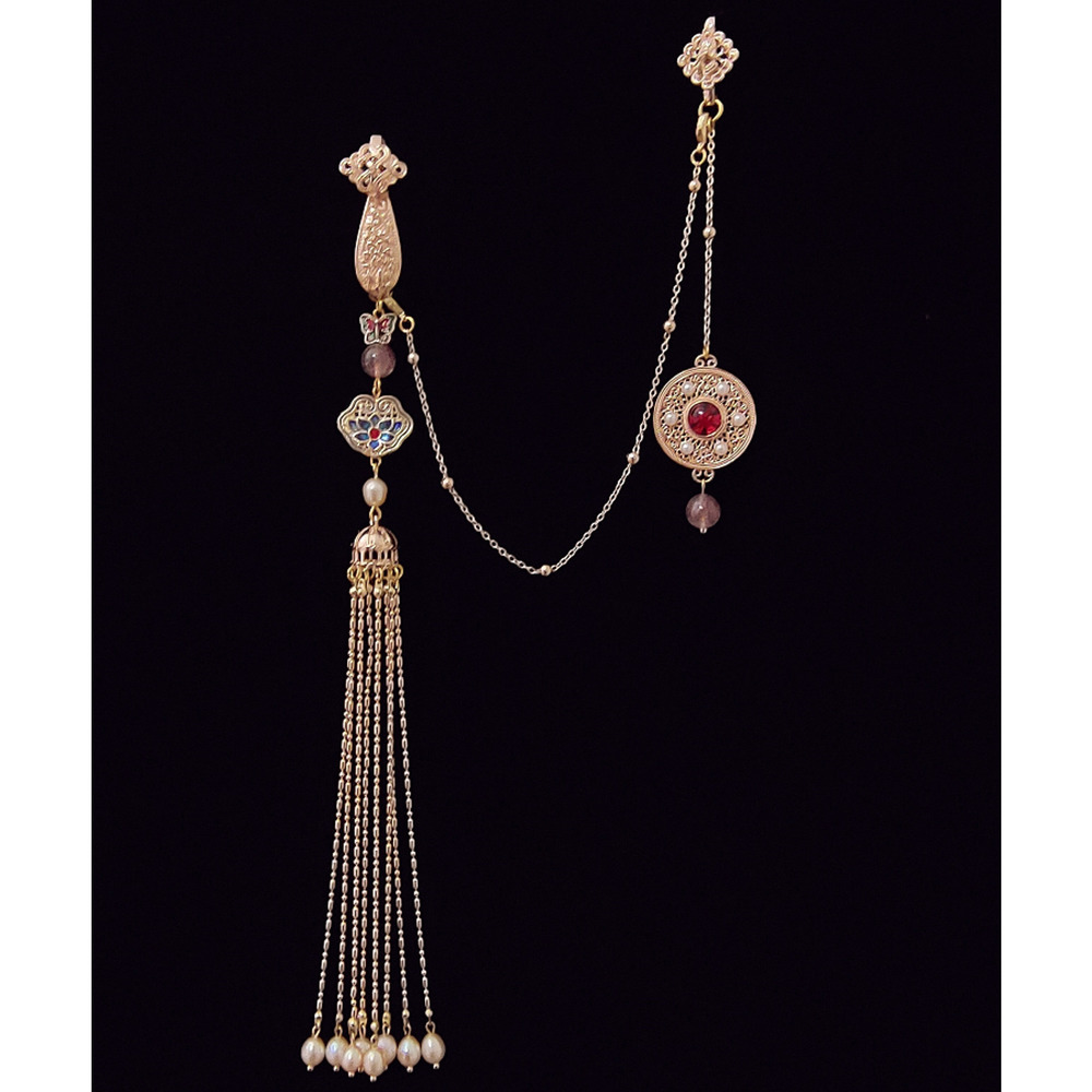 Destined Gold Plated Retro Brooch Pin with Tassels